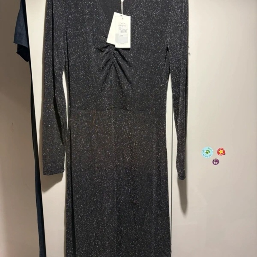 VILA Black Sparkle Long Sleeve Dress